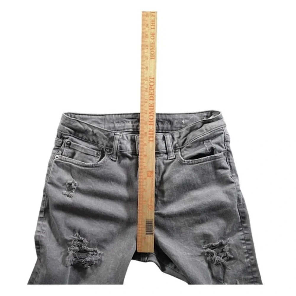 American‎ Eagle Jeans Mens 30x34 Slim Fit Gray Wash Airflex + Destroyed Ripped